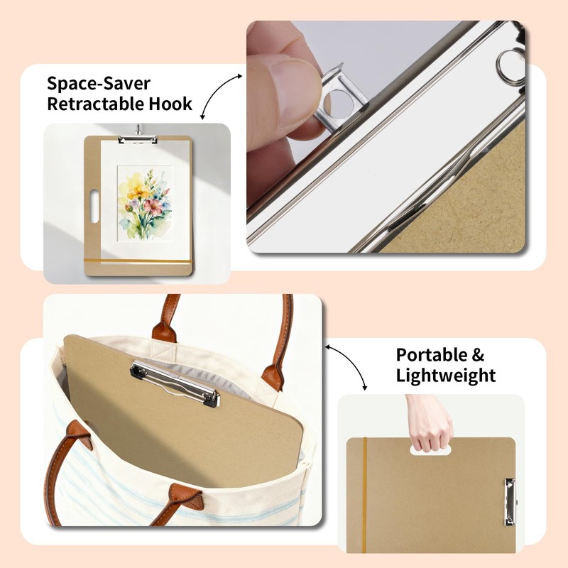 13" x 17" Sketch Drawing Board, with Handle, Sturdy Clip