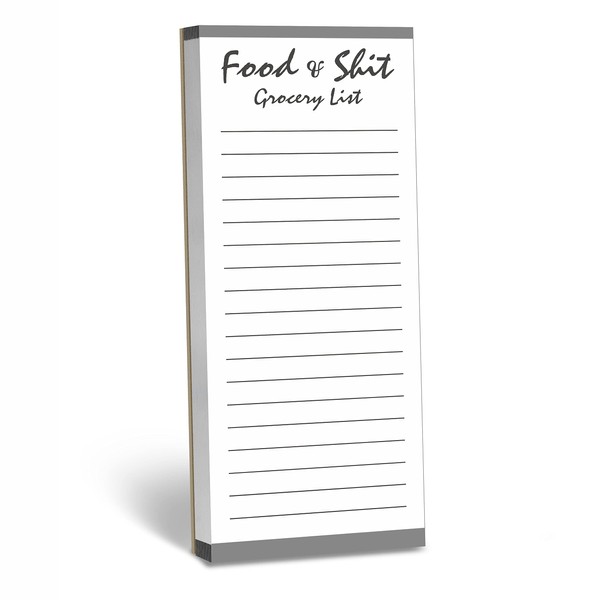 Hebayy 100 Pages Food&Shit Magnetic Back Funny Grocery List Planner Note Pad To Do List for Fridge Locker (3" x 8")