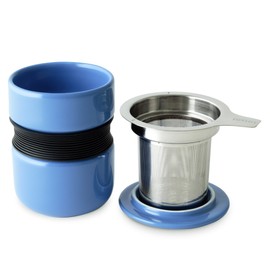 フォーライフ カーヴアジアンスタイル ティーカップ 354ml (茶こし・蓋付) ブルー 383Blu