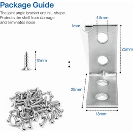 32 Pcs Corner Brackets for Wood with Screws - Galvanised L Shaped Brackets for Fixing and Repairing Furniture, Shelves, Windows, and Cabinets | 25mm x 25mm