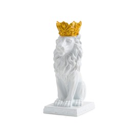 AMOIENSIS Crown Lion Statue Decor, Office Desk Decor for Men, Leo Gift, White Lion Statue Decor for Home Living Room Bookshelf Floating Shelf(White)