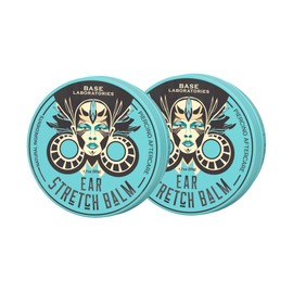 BASE LABORATORIES Ear Stretching Balm For Ear Gauges | Ear Stretching Balm For Earlobe Stretching & Preparation | All Natural Piercing Aftercare With Shea Butter & Eucalyptus Oil | 2PK