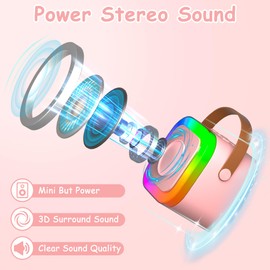 Aplsinvivi Mini Karaoke Machine for Kids, Portable Kid Karaoke Speaker with Wireless Microphone, Gifts for Girls Ages 4, 5, 6, 7, 8, 9, 10, 12 +Year Old Birthday Party, Pink