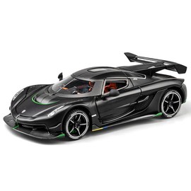 Andek 1:24 Jesko Alloy Car Model Simulation Sound and Light Pull Back Toy Car Metal Sports Car Boys Collection Ornaments Gift (Black)