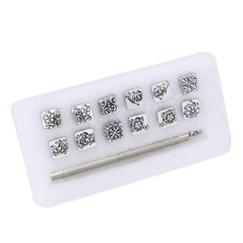 Leather Stamps 12Pcs Flower Design Stamping Punch Tool, Tang Dynasty Flower Leather Stamp, DIY Flower Pattern Leather Craft Stamps with Handle, DIY Leather Craft Printing Tools