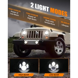 CO LIGHT 7 Inch Led Headlights DOT Approved H6024 Headlight -LED Headlight Offroad Light Angle Eyes Compatible with Wrangler JK TJ LJ Motorcycle