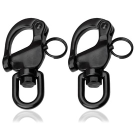 NECMETU Black Snap Shackle 316 Stainless Steel Swivel Shackle Sailing Halyard, Quick Release Snap Hook Boat Shackles Sailboat Hardware for Sailing Rigging Shackles (2-3/4 Inch - 2Pcs)