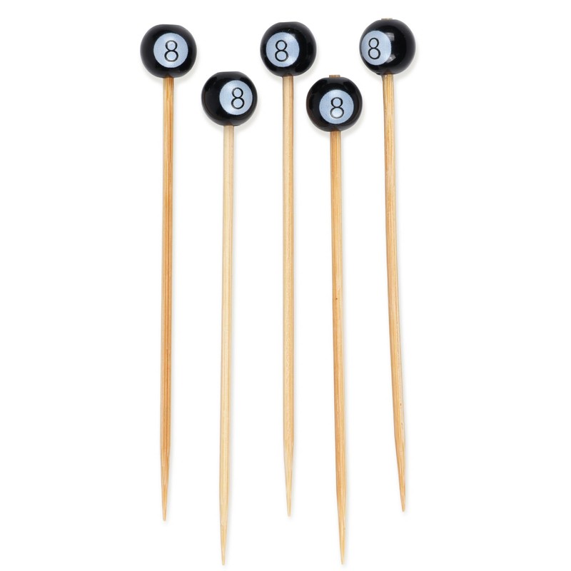 BambooMN Billiard Pool Cocktail Appetizer Ball End Picks - 3.9"