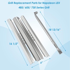 BBQration Grill Parts for Napoleon LEX 485, LEX 605, LEX 730, Mirage 485 605 Series Grills, Built-in LEX 485,16.5" Heat Plate & Burner Replacement Parts for Napoleon Grill Accessories