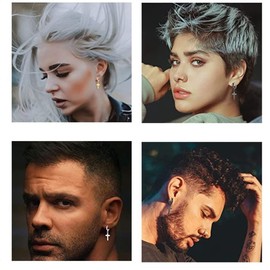 JewelryWe Jewellery Hoop Earrings Cross Stainless Steel Classic Crucifix Earrings Stud Earrings Ear Piercing for Men Women 6 Colours, Stainless Steel, Silver (1 pair)