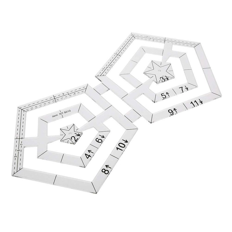 Quilting Ruler, Double Pentagon Quilting Rulers Transparent Acrylic Patchwork Sewing