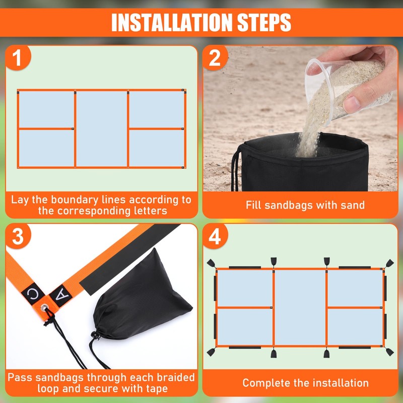 TOBWOLF Pickleball Court Marking Kit, Portable Temporary Court Line Markers