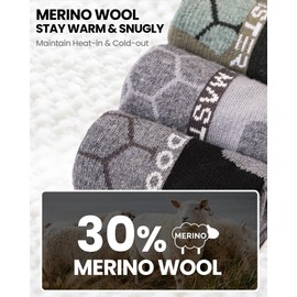 OutdoorMaster Merino Wool Ski Socks, 3-Pack Over The Calf Non-Slip Cuff for Men & Women, Winter Compression Thermal Socks for Skiing, Snowboarding, Outdoor Sports