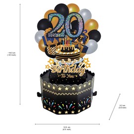 scicent Son Birthday Card Boxed Pop Up Birthday Cards Black Gold 3D Box Birthday Card with Note and Envelope Happy Birthday Box for Women Men 20th Happy Birthday Card - 22708