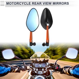 RATCHROLL 1 Set Universal Motorcycle Rear View Mirrors Adjustable Bar End Side Mirrors Mount M8/M10 Black Orange Aluminum Alloy Aluminum Prismatic Shape