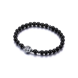 PiercingJak 6 mm Obsidian Rock Crystal Beads Bracelet with Hematite Tree of Life Pendant Women's Pearl Bracelet Natural Stone Yoga Bangle Spiritual Jewellery Friendship Gifts for Women Girls, Stone