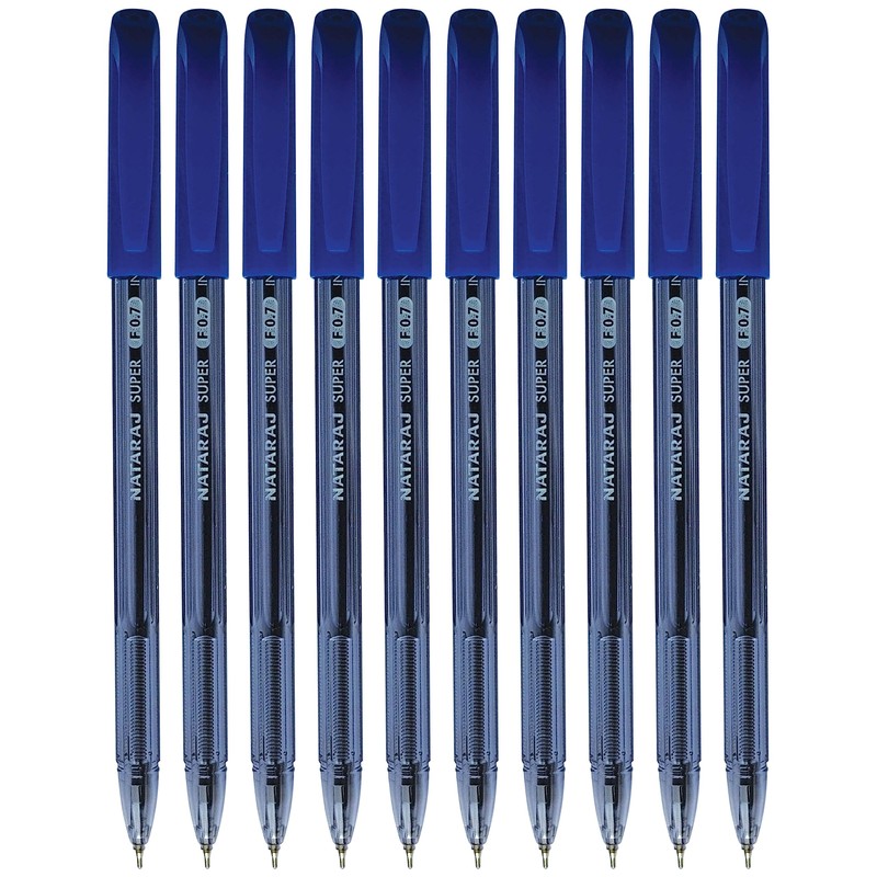 Nataraj Ballpoint Pens, Blue, Pack of 10, Point (0.7mm), Smooth