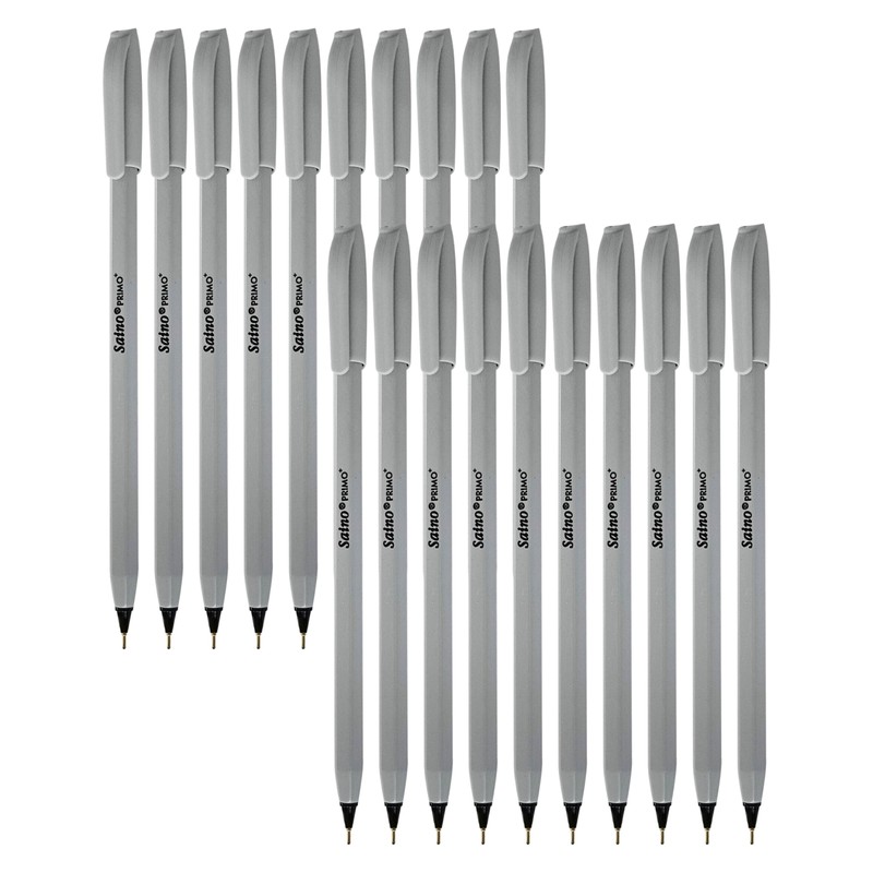 SAINO Primo+ Ballpoint Pens, BLACK, Fine Point (0.7mm), Pack of