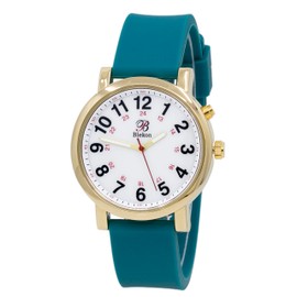 Blekon Original Light Up Dial Nurse Watch – Various Medical Scrub Colors, Easy to Read, Military Time with Second Hand, Silicone Band, Water Resistant Watch Gold Oceanblue