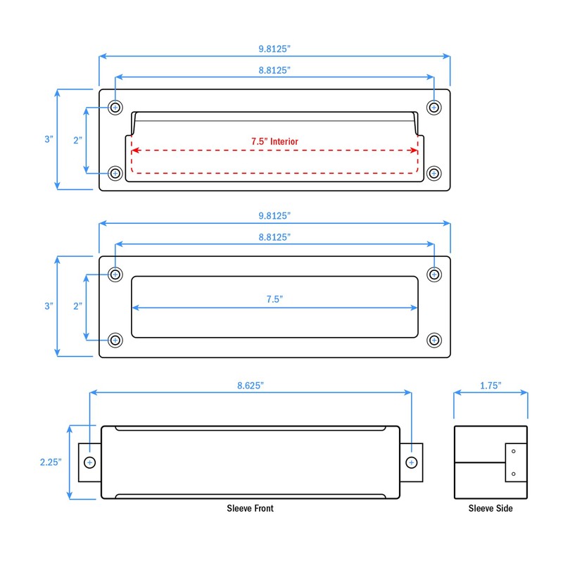 Nuk3y Solid Brass Mail Slot with Sleeve (Satin Nickel, 10"