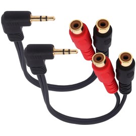 tunghey 2Pack Right Angle 3.5mm to 2RCA Adapter Cable, Gold Plated 90 Degree Right-Angled 1/8" TRS Stereo Male to Dual RCA Female Y Splitter Adapter Cable 0.2M