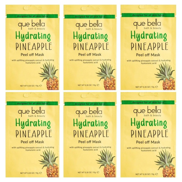 6-pack Que Bella Pineapple Peel Off Face Mask. 0.35oz. Brand New