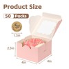 OUGEBOX 50 Pcs 4x4x2.5 Inch Bakery Boxes with Window, Pink