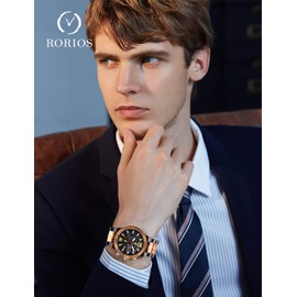RORIOS Men Wood Watches Handmade Analog Quartz Watches Lightweight Natural Wooden Wrist Watch Multifunction Dial Wood Wristwatches for Men