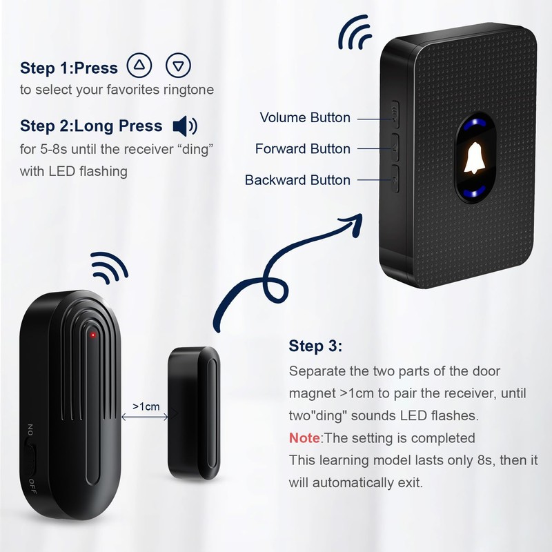DAYTECH Wireless Door Window Sensor Alarm, Door Open Chime, Entry