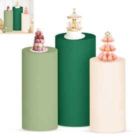OMKSIH Spandex Cylinder Stand Covers Set of 3 Multicolor Cylinder Pedestal Cover for Party Cylinder Pedestal Stand Covers Plinth Pedestal Stand Cover for Wedding Birthday Reception Decor