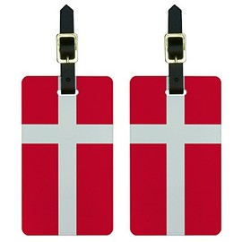 Graphics & More Denmark Flag Luggage Tags Suitcase Carry-on Id, White