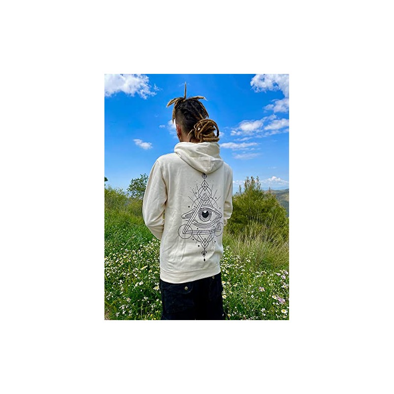 Creme-wei√üer Hoodie Allsehendes Auge (XL)