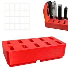 TATMOHIK USB Flash Drive Organizer for Desktop, Space-Saving Design Square Holder Stand 10-Slot Compact Desk Storage for Jump Drives USB Sticks & Memory Sticks, Red