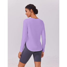 PINSPARK 2 Pack Long Sleeve Rash Guard for Women Workout Tops Soft Quick Dry Lightweight T-Shirts for Gym Football Golf Tennis, White/Lilac M