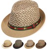Initlove Straw Fedora Hat for Men Short Brimmed Panama Trilby