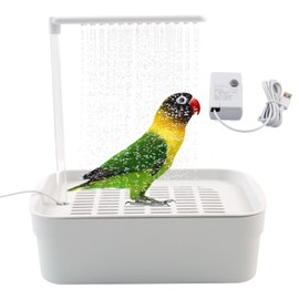 PINVNBY Automatic Bird Bath with Pump,Parrot Bathtub Shower Parakeet Bath Box with Cage USB & Power Plug Water Circulated Controller for Cockatiel Lovebird Conure Budgie(White)