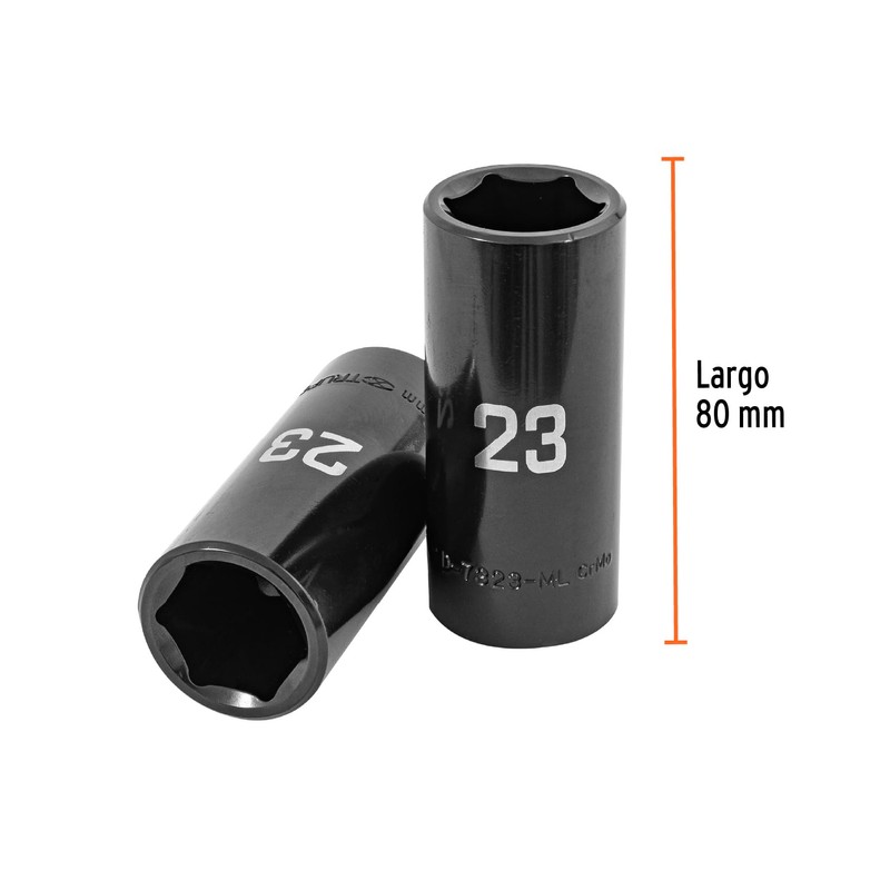 Truper D-7323-ML, Dado largo impacto de 23 mm, 6 puntas,