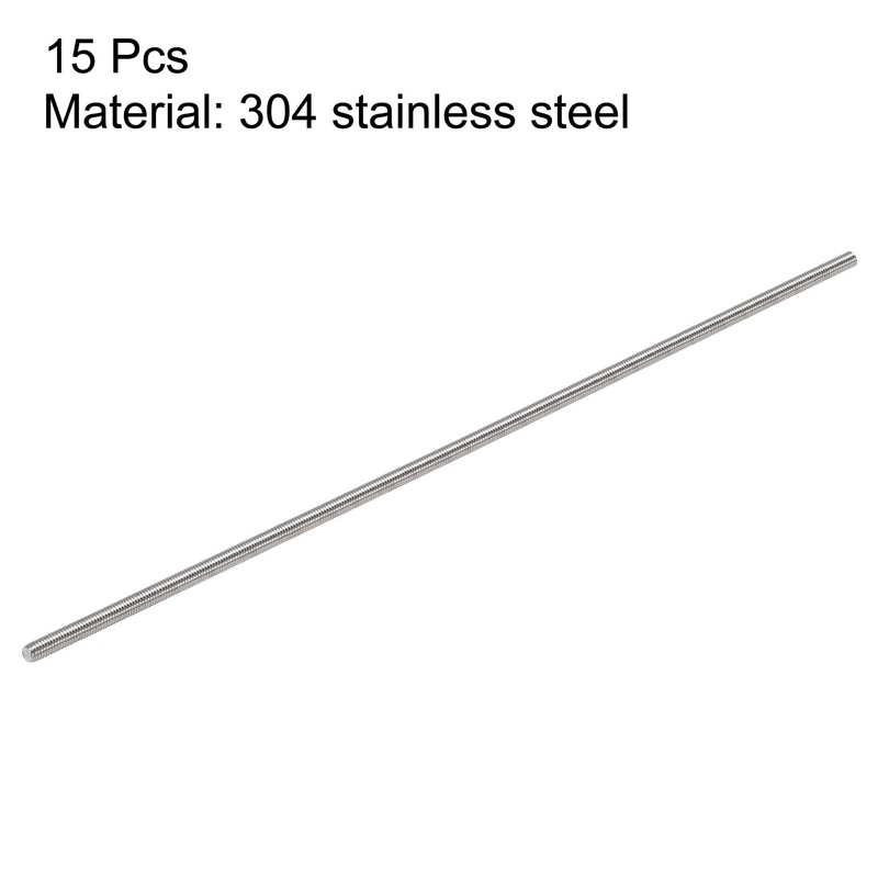 sourcing map 15Pcs M3 x 150mm Fully Threaded Rod 304