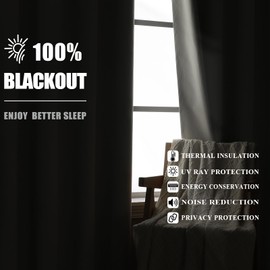 Estelar Textiler Cream 100% Blackout Curtains 96 Inches Long 2 Panels for Sliding Door, Thermal Insulated Energy Saving Curtains for Living Room, Full Light Blocking Grommet Drapes for Bedroom,52Wx96L