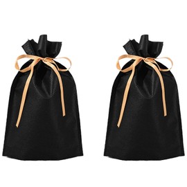 JooBsoso Wrapping Bags (2 Pieces), Christmas Gift Bag, Present Bag, Non-woven Fabric Wrap, Drawstring Bag, Birthday, Valentine's Day, Divided Gift, Black