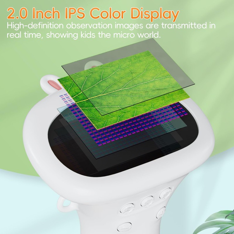 Microscope for Kids, SKYBASIC 2" IPS Screen 1000X Handheld Digital