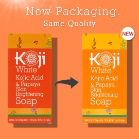 Koji White Kojic Acid & Papaya Skin Brightening Soap (2.82 oz / 2 Bars) - with