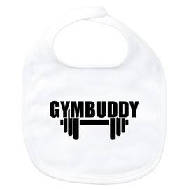 Huuraa Baby Bib Gymbuddy Dumbbell Gift Organic Cotton Gymbuddy Gift Idea, White