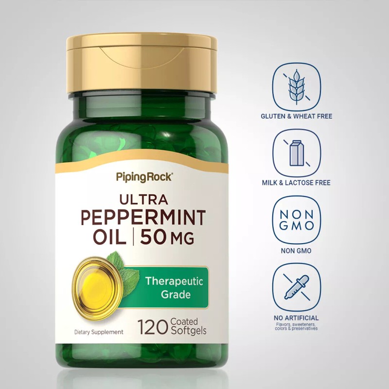 Piping Rock Peppermint Oil | 50mg | 120 Softgel Capsules