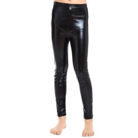 Aaronano Little Girls' Metallic Color Shiny Stretch Leggings