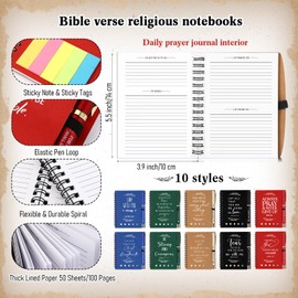Spakon 20 Set Christmas Christian Gifts Bulk Church Sticky Note Spiral Notebook Bible Verse Ballpoint Pen Prayer Journal Religious Scripture Notepad Sunday School Teacher Pastor Party Favor