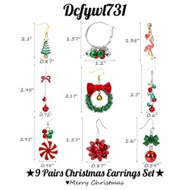 Christmas Earrings for Women Xmas Holiday Dangle Earring Christmas Tree Snowflake Bell Reindeer Stud Earrings Jewelry Costume Outfit Accessories