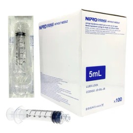 100 Jeringas De Plástico 5 Ml Sin Aguja Grado Médico Nipro
