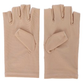 Guantes Anti UV para Manicura, 1 Par de Guantes de Protección UV, Guantes de Protección UV sin Dedos UPF50+ para Lámparas de Manicura UV LED, Guantes para el Cuidado de la Piel Y Secado de(beige)