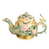 QIFU Hand Painted Enameled Mini Teapot Style Decorative Hinged Jewelry